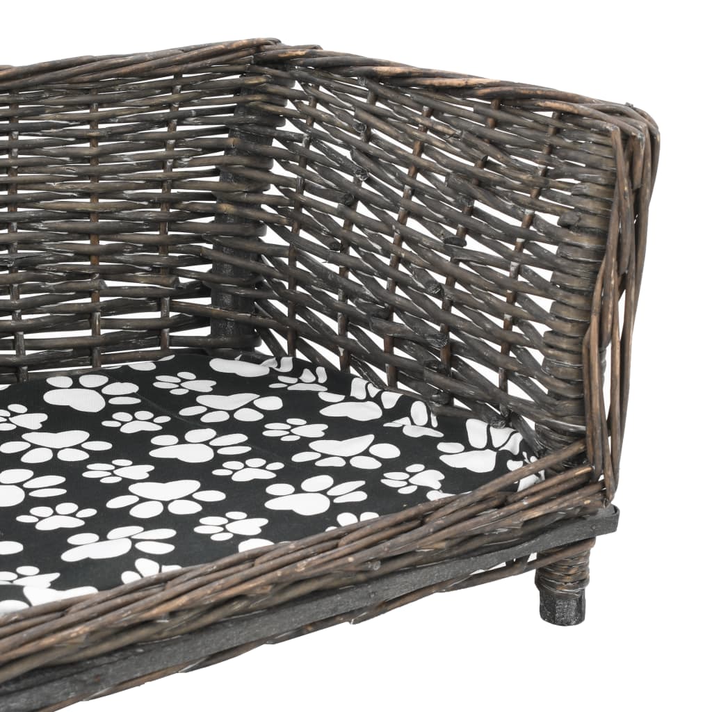 vidaXL Panier pour chiens avec coussin Gris 90x54x35 cm Saule naturel - Image 4