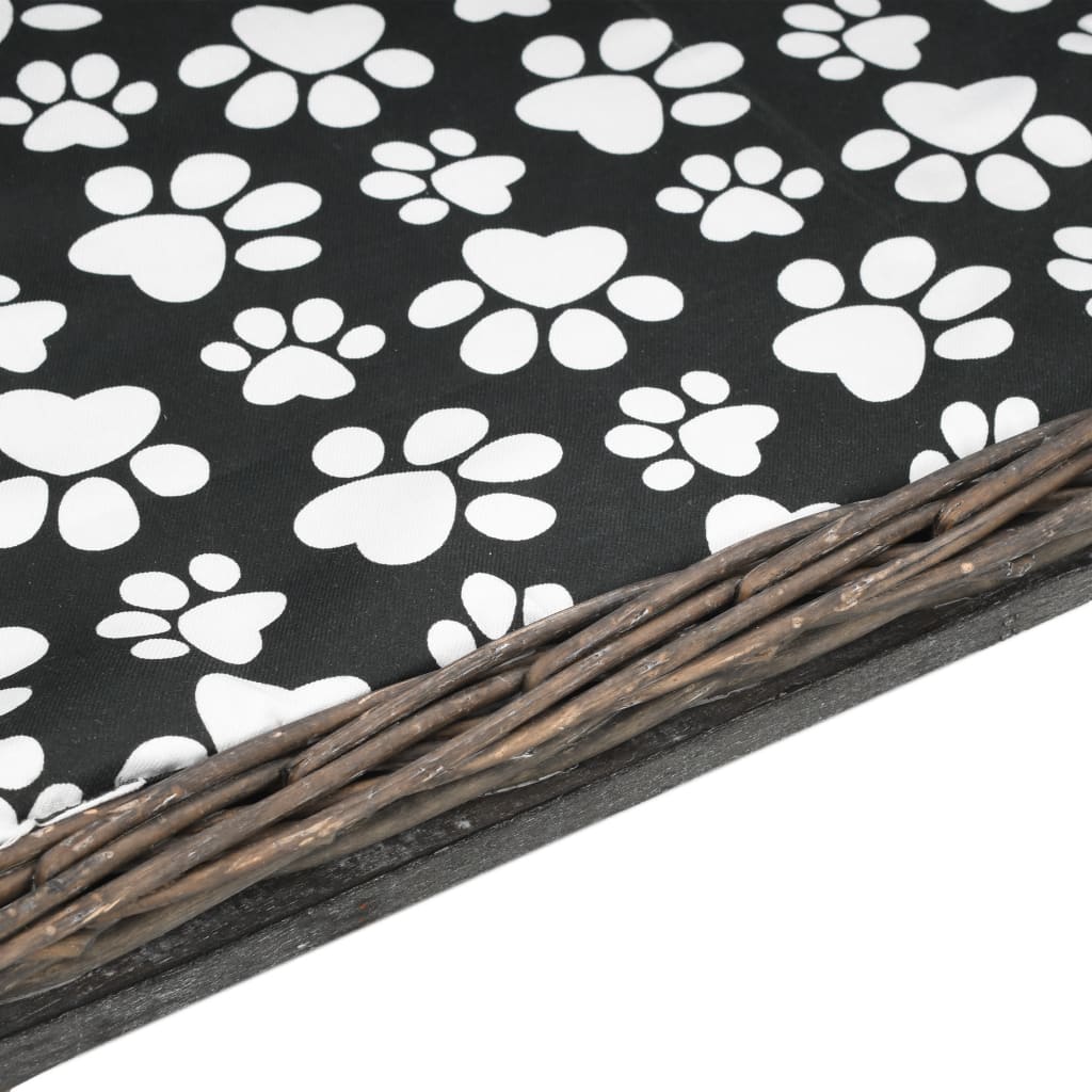 vidaXL Panier pour chiens avec coussin Gris 90x54x35 cm Saule naturel - Image 5