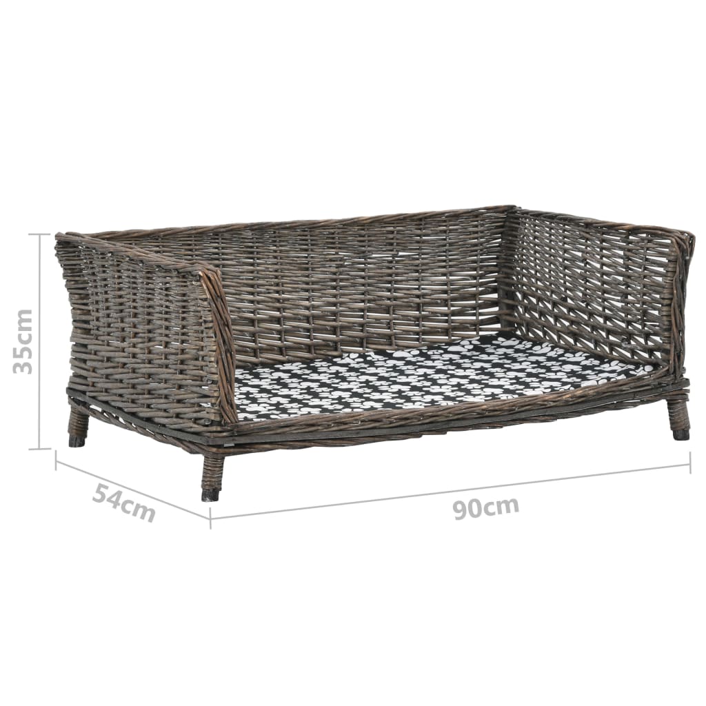 vidaXL Panier pour chiens avec coussin Gris 90x54x35 cm Saule naturel - Image 6