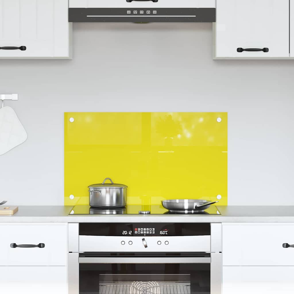 vidaXL Protection de cuisine Jaune 70 x 40 x 0,6 cm verre trempé