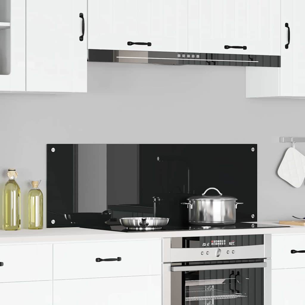 vidaXL Protection de cuisine Noir 120 x 40 x 0,6 cm verre trempé
