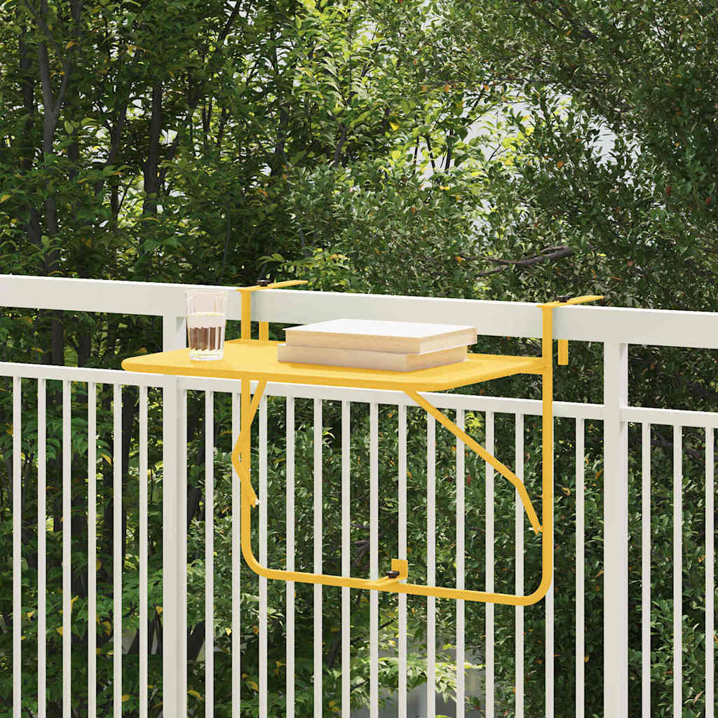 vidaXL Table Suspendue de Balcon Moutarde 60 x 39 x 65 cm Acier