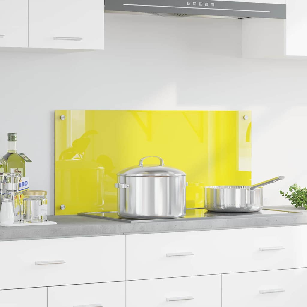 vidaXL Protection de cuisine Jaune 90 x 40 x 0,6 cm verre trempé
