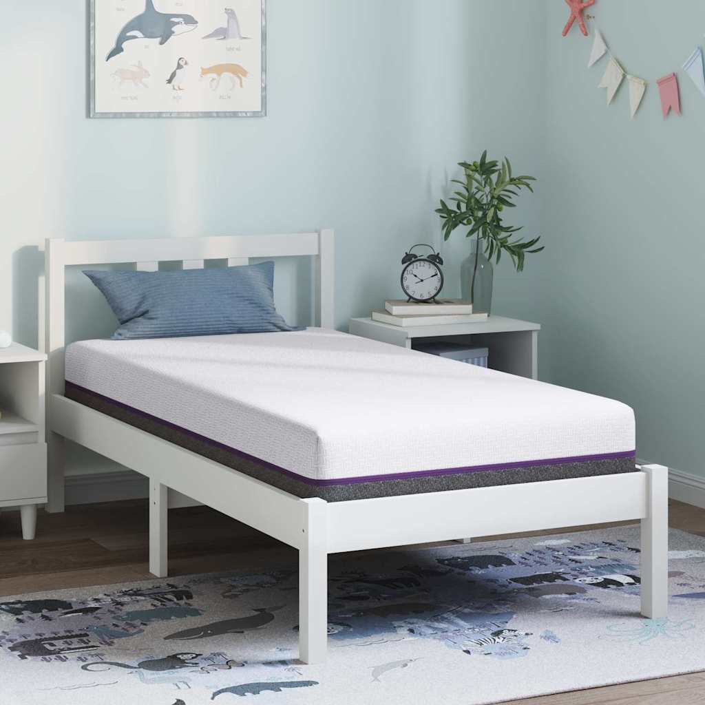 vidaXL Matelas Blanc et Gris 80 x 160 cm Mousse à Mémoire