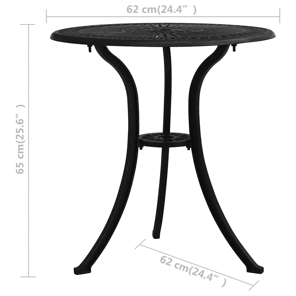 vidaXL Table de jardin Noir 62x62x65 cm Aluminium coulé - Image 6