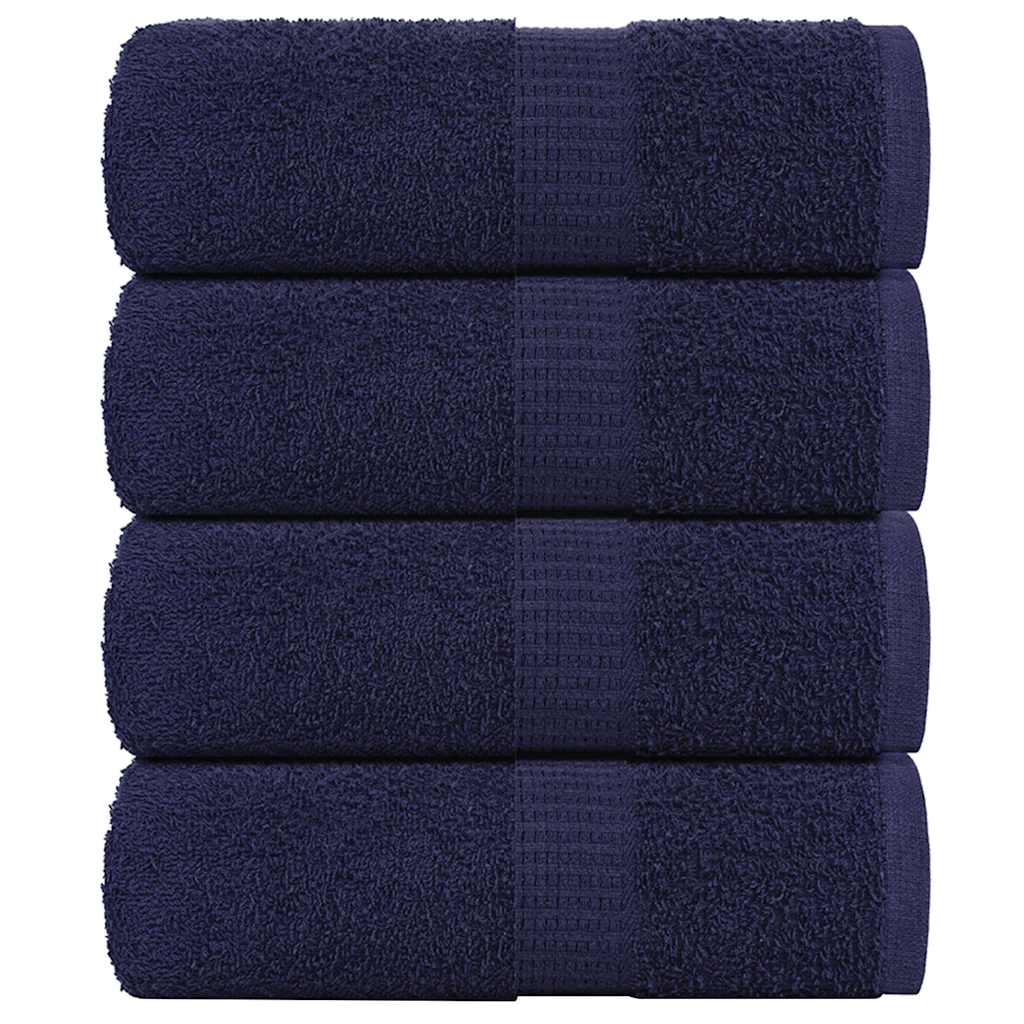 vidaXL Serviettes d'invité 4 pcs bleu marine 30x50 cm 100% coton