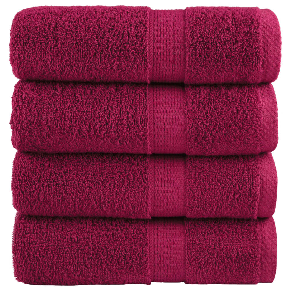 vidaXL Serviettes d'invité de qualité supérieure SOLUND 4 pcs bordeaux