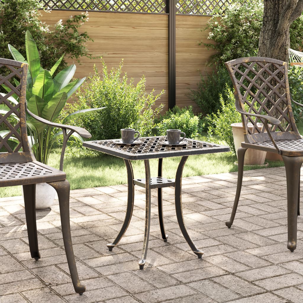 vidaXL Table de jardin bronze 53x53x53 cm aluminium coulé - Image 3