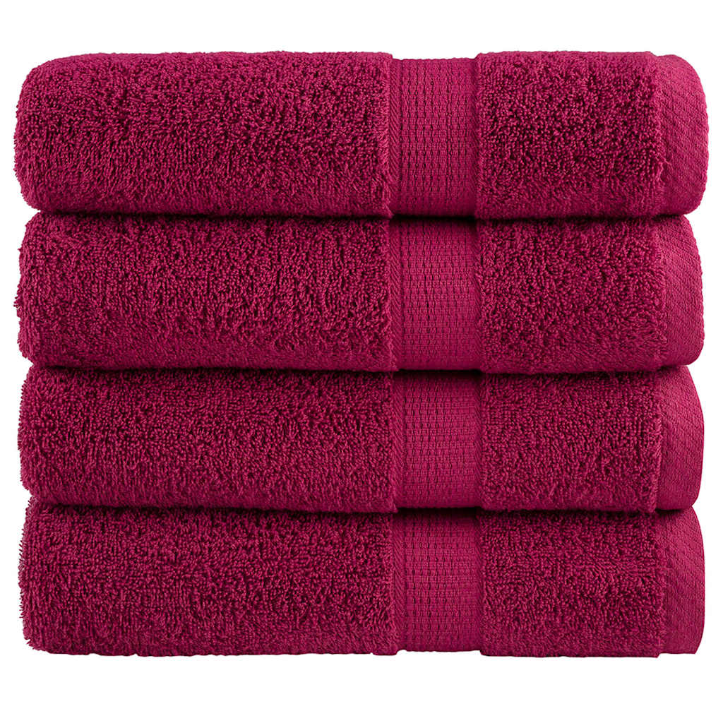 vidaXL Serviettes de bain de qualité supérieure SOLUND 4 pcs bordeaux