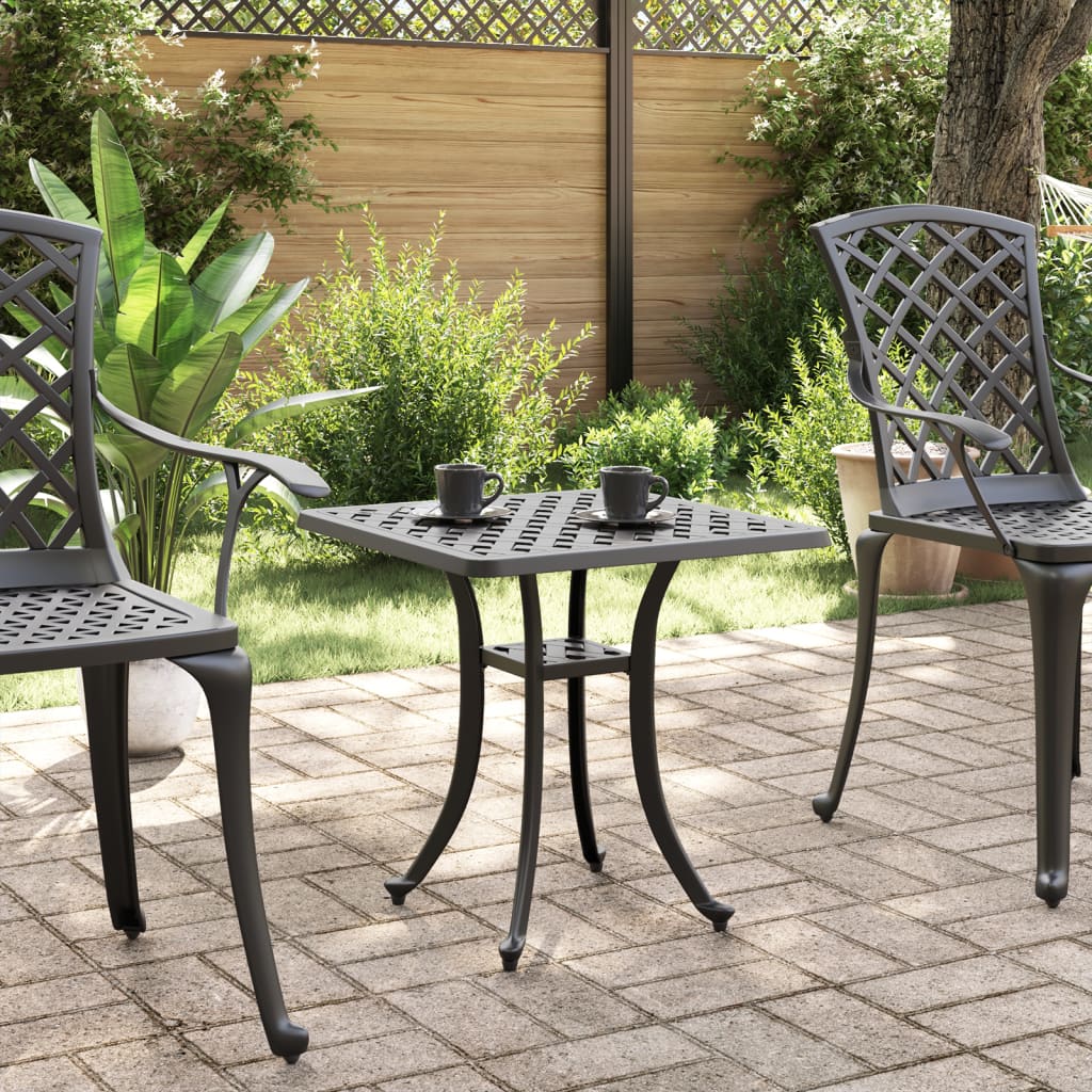 vidaXL Table de jardin noir 53x53x53 cm aluminium coulé - Image 3