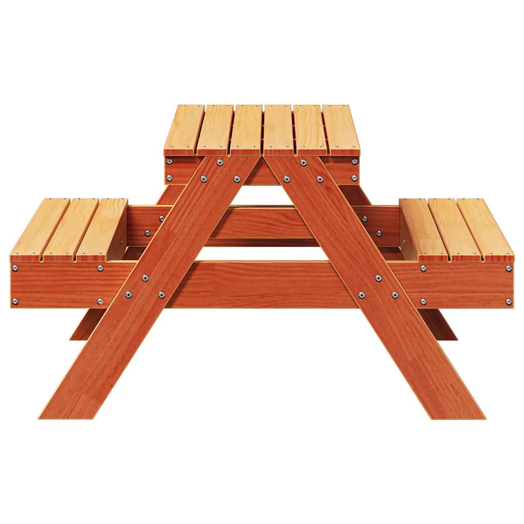 vidaXL Table de pique-nique pour enfants cire marron bois massif pin - Image 5