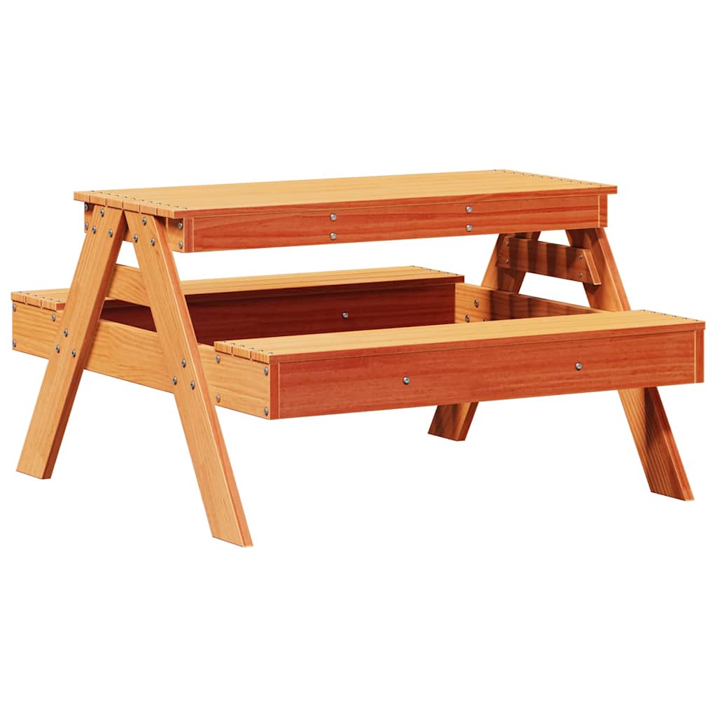 vidaXL Table de pique-nique pour enfants cire marron bois massif pin - Image 6