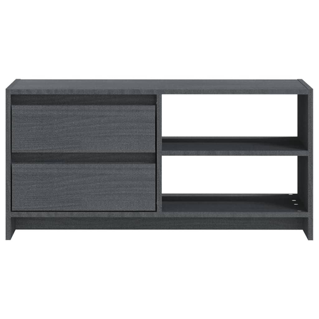 vidaXL Meuble TV Gris 80x31x39 cm Bois de pin massif - Image 5