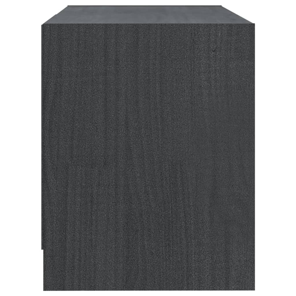 vidaXL Meuble TV Gris 80x31x39 cm Bois de pin massif - Image 6