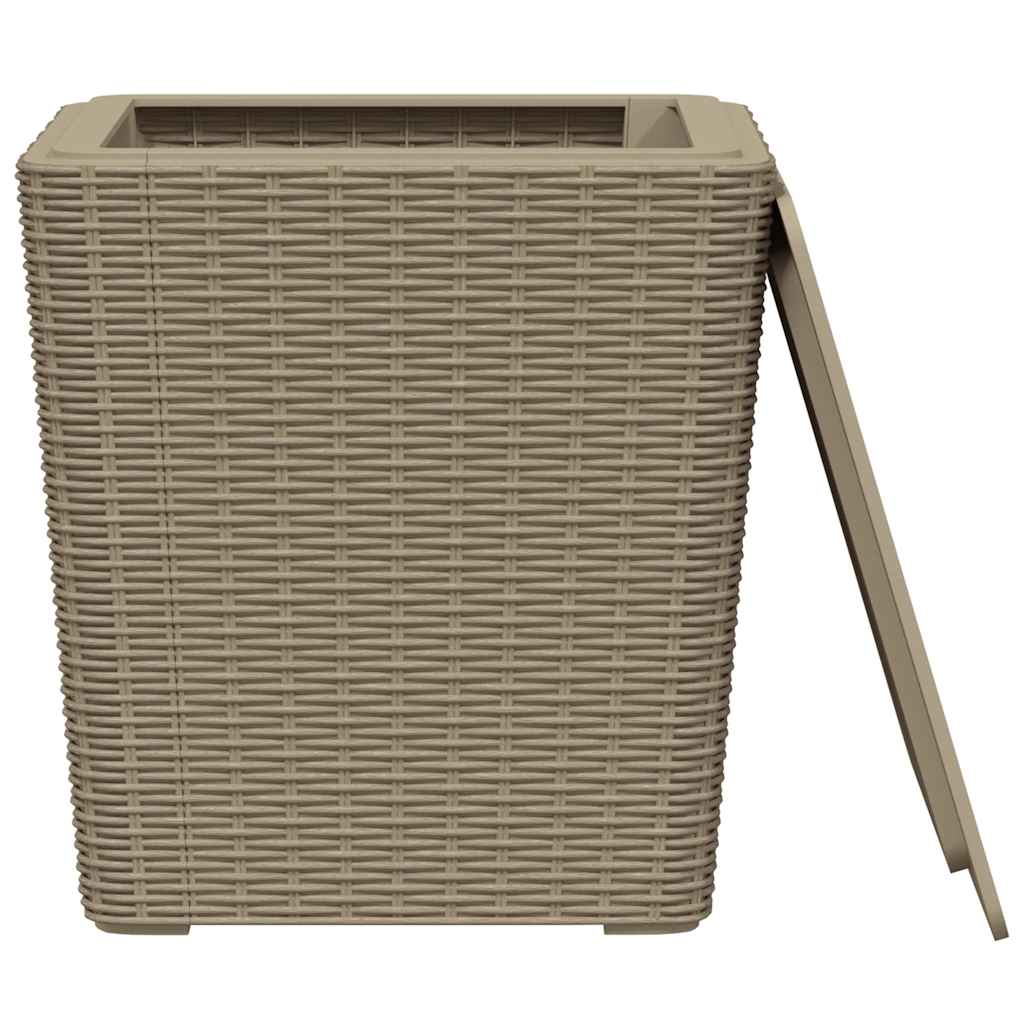 vidaXL Table de jardin avec couvercle amovible marron clair PP - Image 4