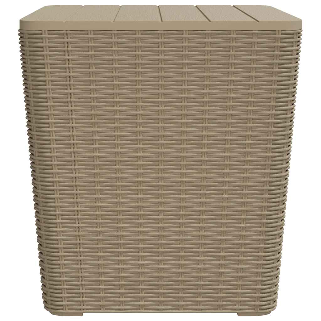 vidaXL Table de jardin avec couvercle amovible marron clair PP - Image 5