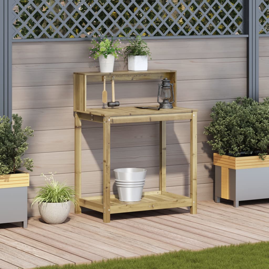 vidaXL Table de rempotage avec étagères bois de pin imprégné - Image 3