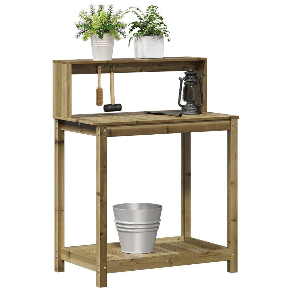 vidaXL Table de rempotage avec étagères bois de pin imprégné - Image 4