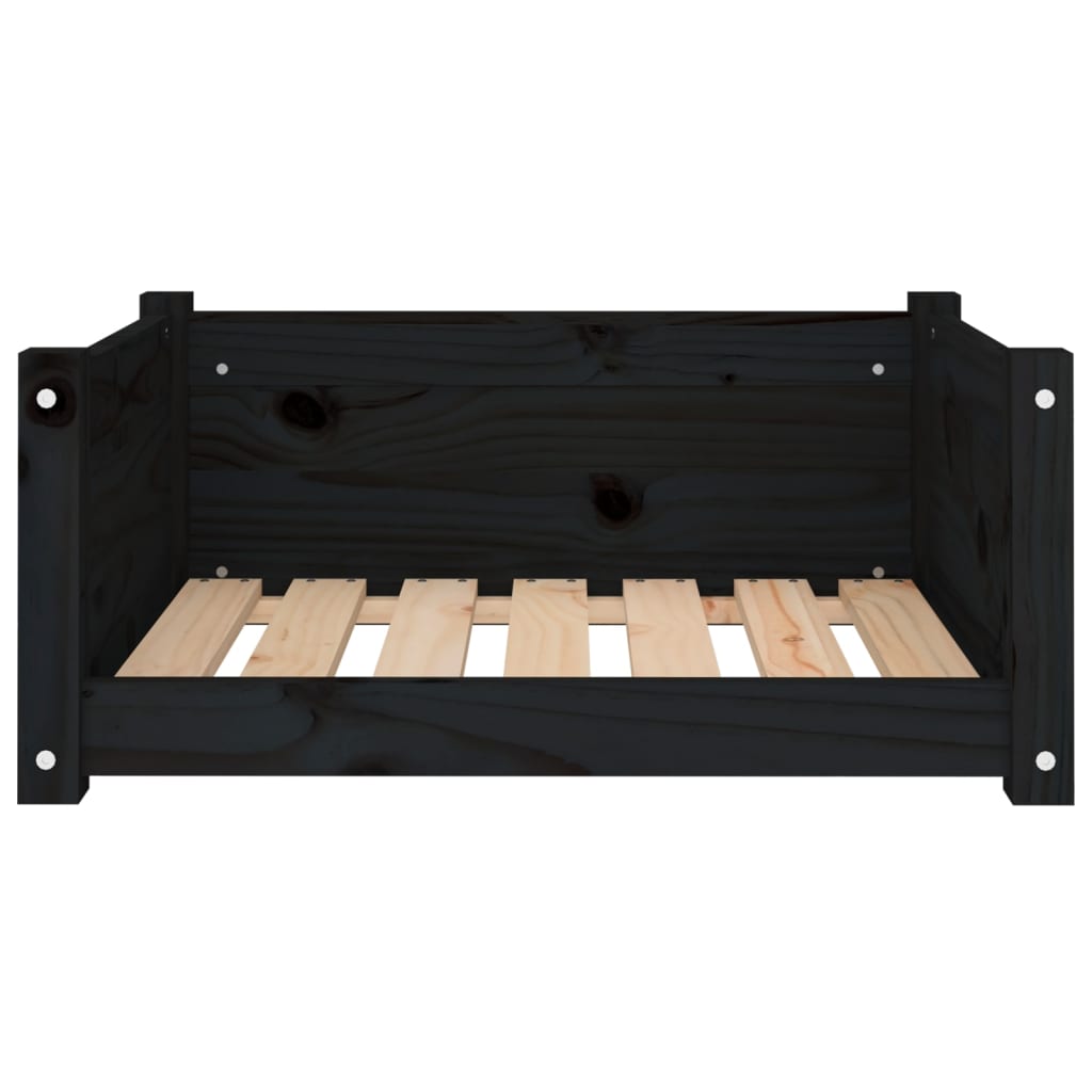 vidaXL Lit pour chien Noir 65,5x50,5x28 cm Bois de pin solide - Image 5