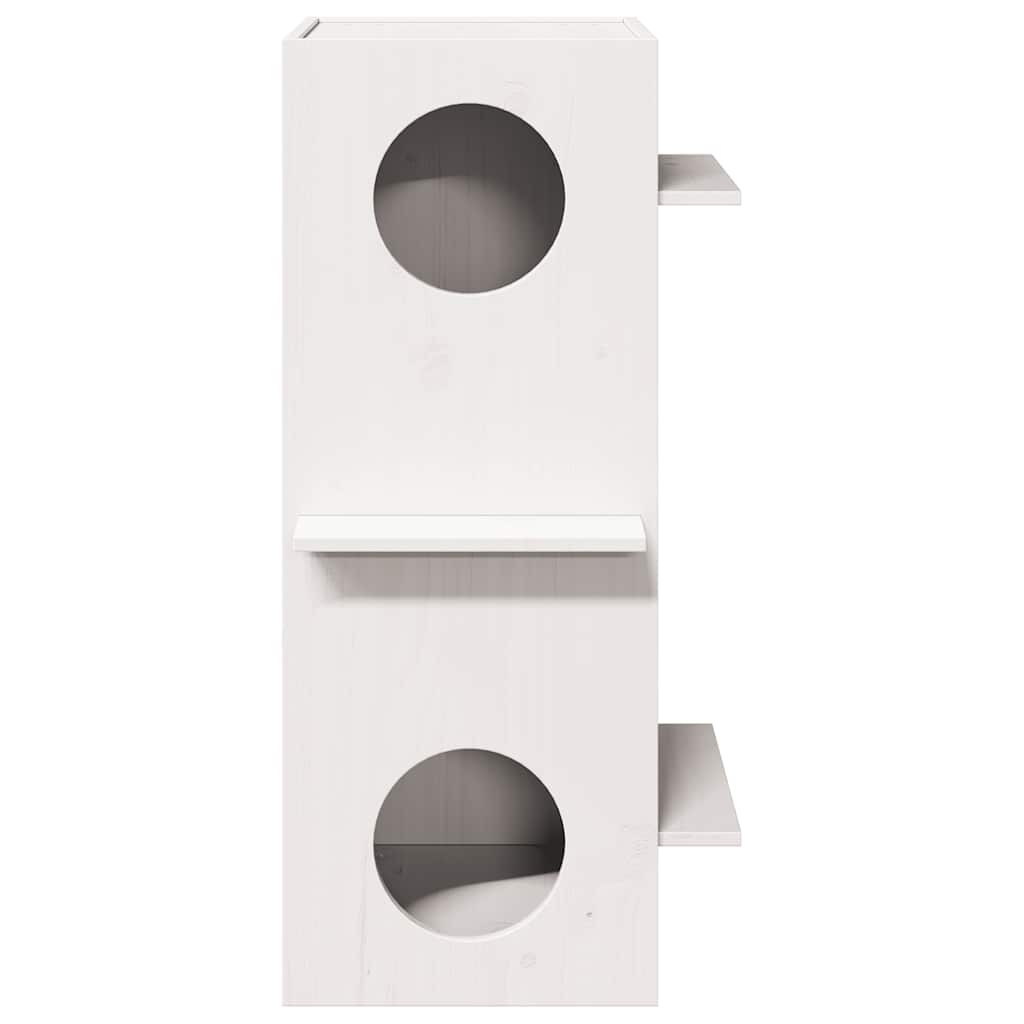 vidaXL Maison pour chat blanc 43x43x90 cm bois de pin massif - Image 4