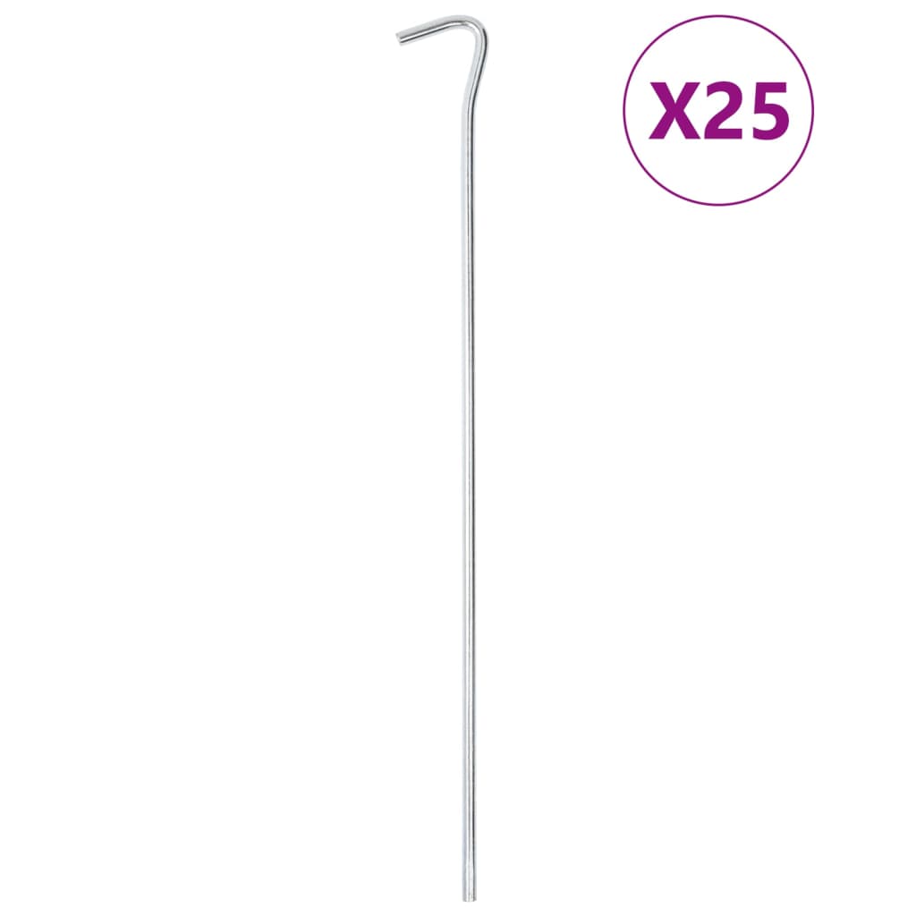 vidaXL Piquets de tente 25 pcs 30 cm Ø7 mm acier galvanisé