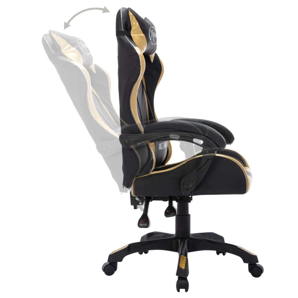 vidaXL Fauteuil de jeux vidéo avec LED RVB Doré et noir Similicuir - Image 5