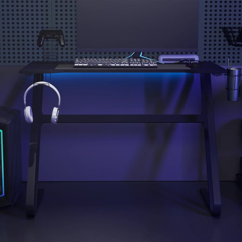 vidaXL Bureau de jeu avec pieds en forme de ZZ Noir 110x60x75 cm