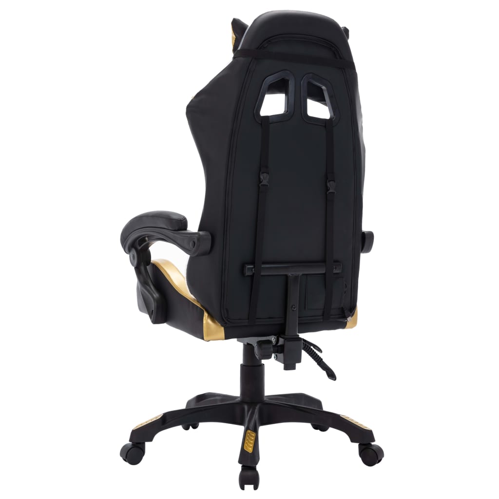 vidaXL Fauteuil de jeux vidéo avec LED RVB Doré et noir Similicuir - Image 6