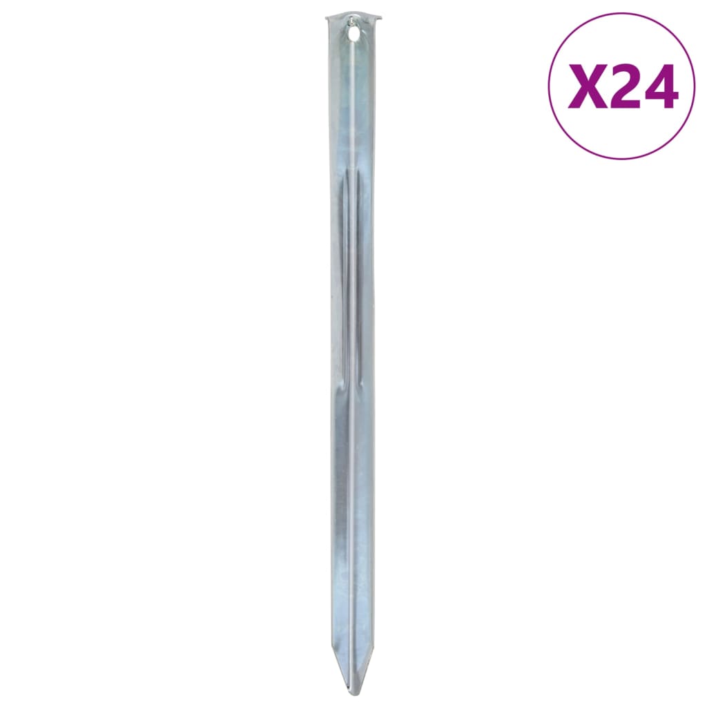 vidaXL Piquets de tente 24 pcs 30 cm Ø20 mm acier galvanisé