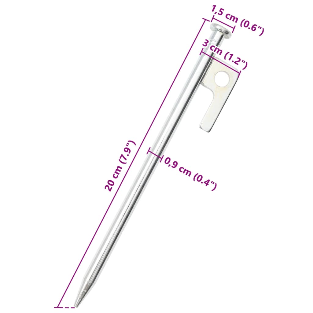 vidaXL Piquets de tente 24 pcs 20 cm 9 mm acier galvanisé - Image 6