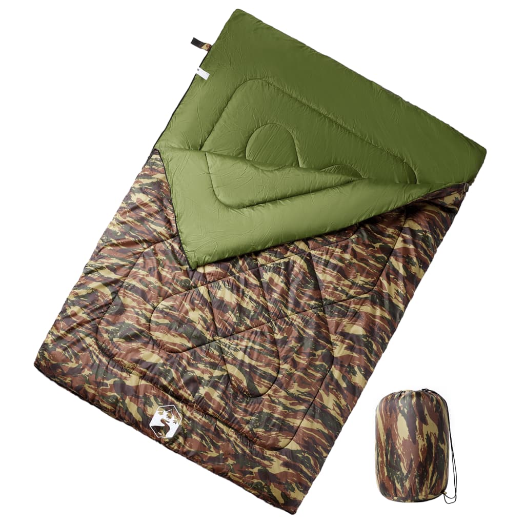 vidaXL Sac de couchage double et oreillers adultes camping 3-4 saisons