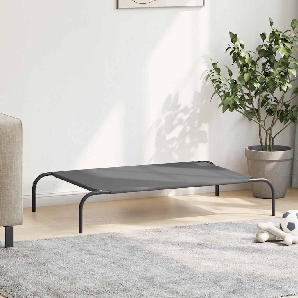 VidaXL Lit surélevé pour chien gris 110x65x20 cm tissu oxford et acier - Image 3