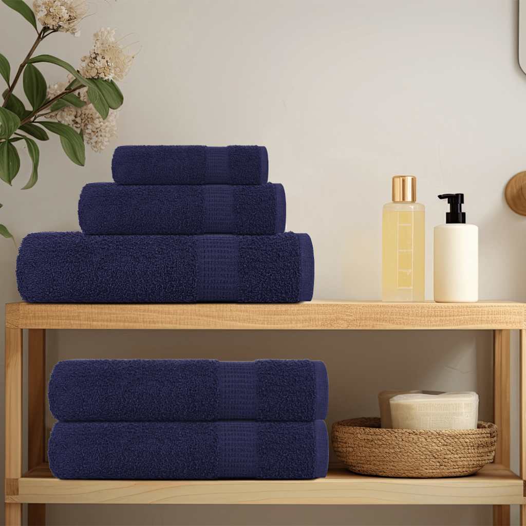 vidaXL Serviettes de bain 2 pcs bleu marine 100x150 cm 100% coton - Image 3