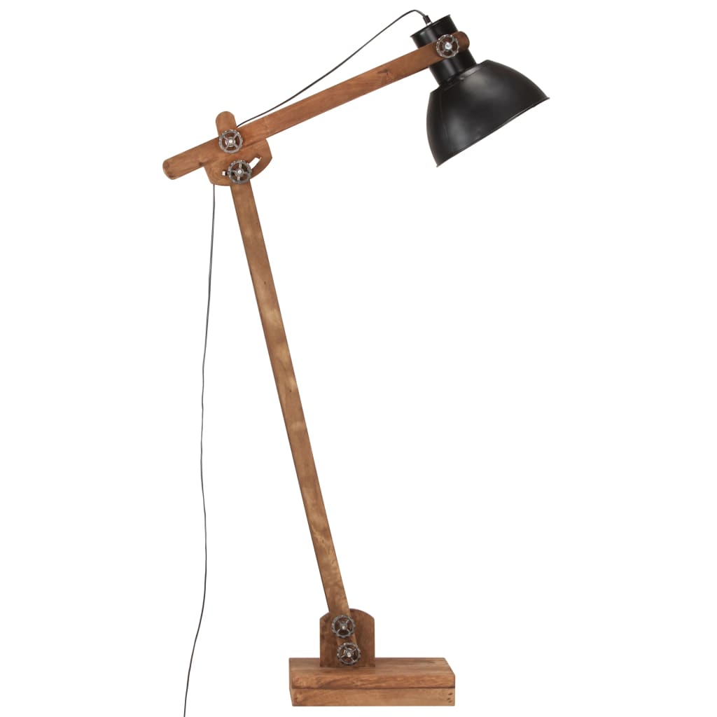 vidaXL Lampadaire Noir Bois de manguier massif E27 - Image 4