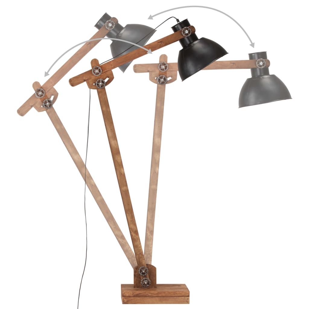 vidaXL Lampadaire Noir Bois de manguier massif E27 - Image 5