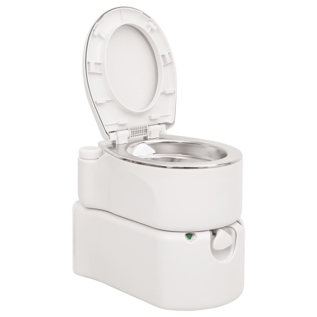 vidaXL Toilette de camping intégrée blanc 24+17 L PEHD et acier - Image 3