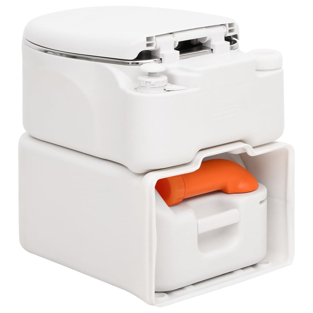 vidaXL Toilette de camping intégrée blanc 24+17 L PEHD et acier - Image 5