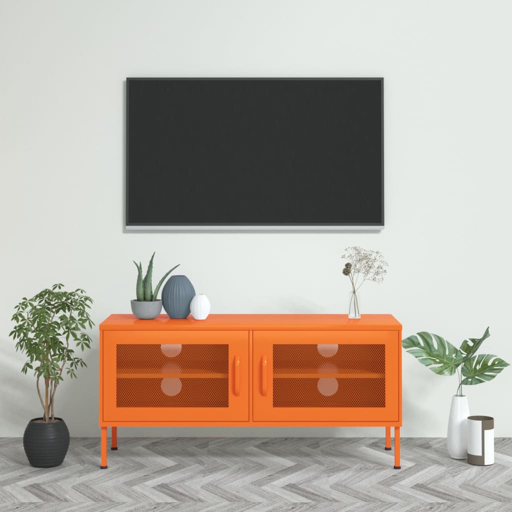 vidaXL Meuble TV Orange 105x35x50 cm Acier