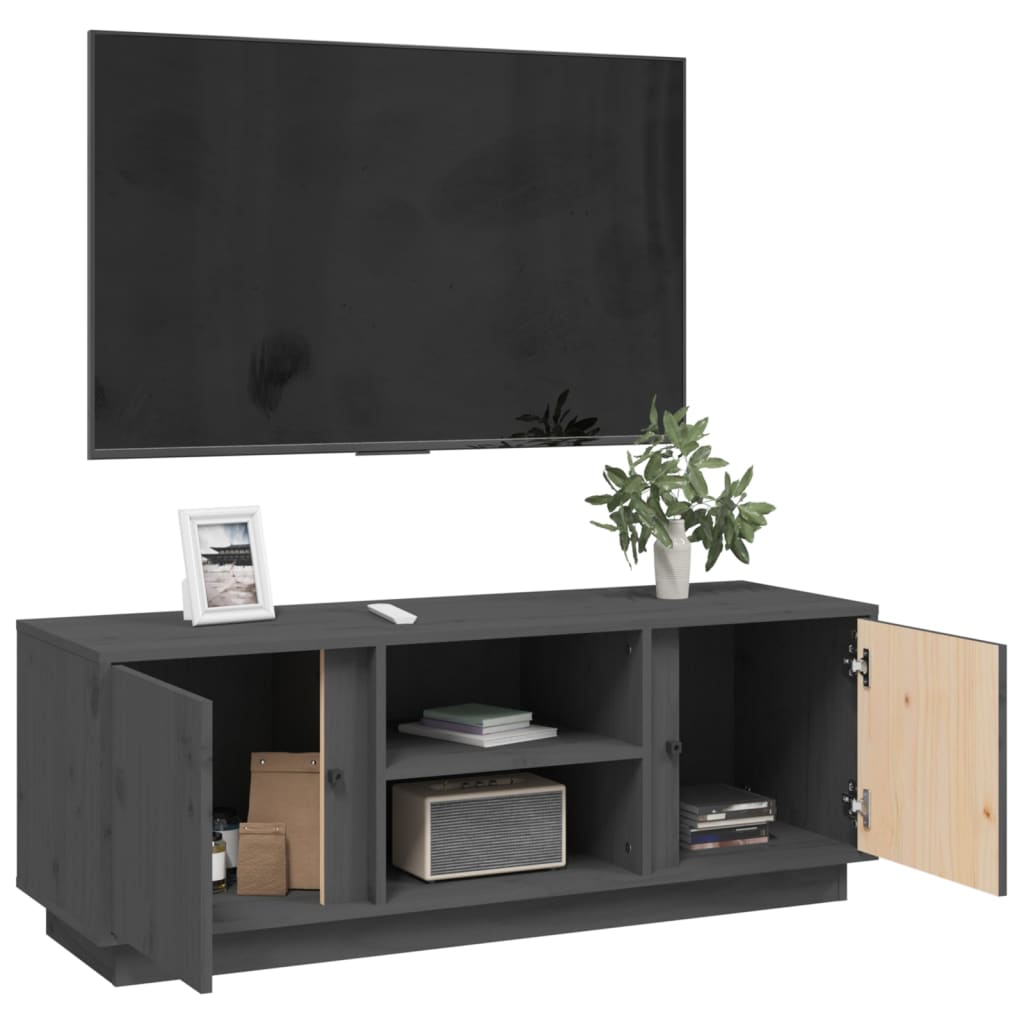 vidaXL Meuble TV Gris 110x35x40,5 cm Bois de pin massif - Image 5