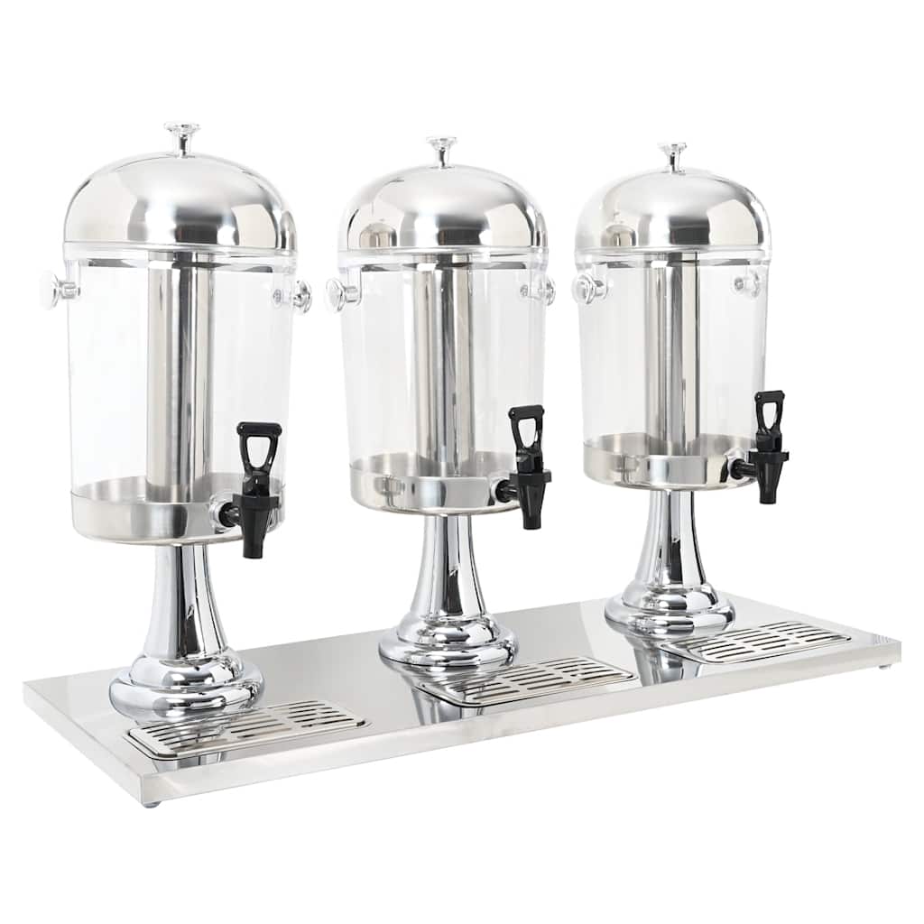 vidaXL Distributeur de jus en acier inoxydable 3 x 8 L