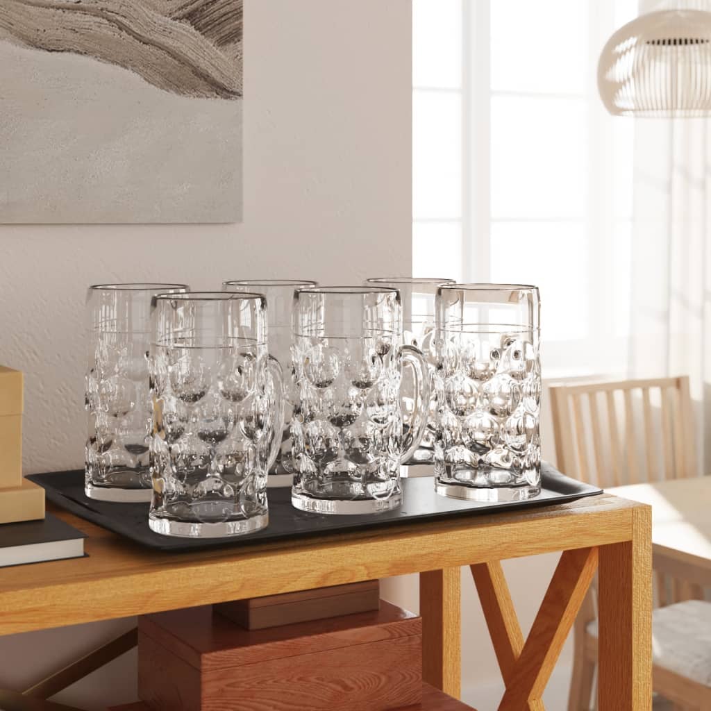 vidaXL Chopes à bière avec poignée en verre 6 pcs 500 ml
