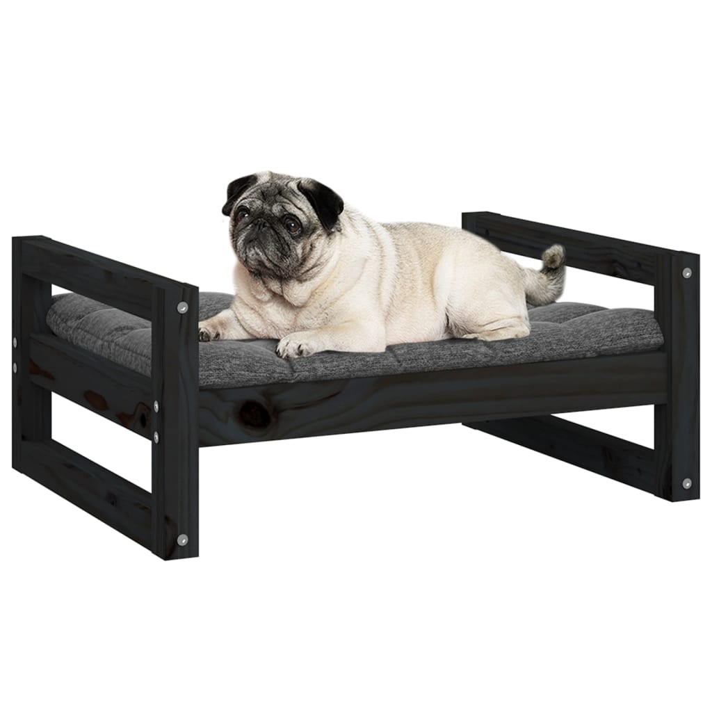 vidaXL Lit pour chien Noir 65,5x50,5x28 cm Bois de pin solide - Image 4