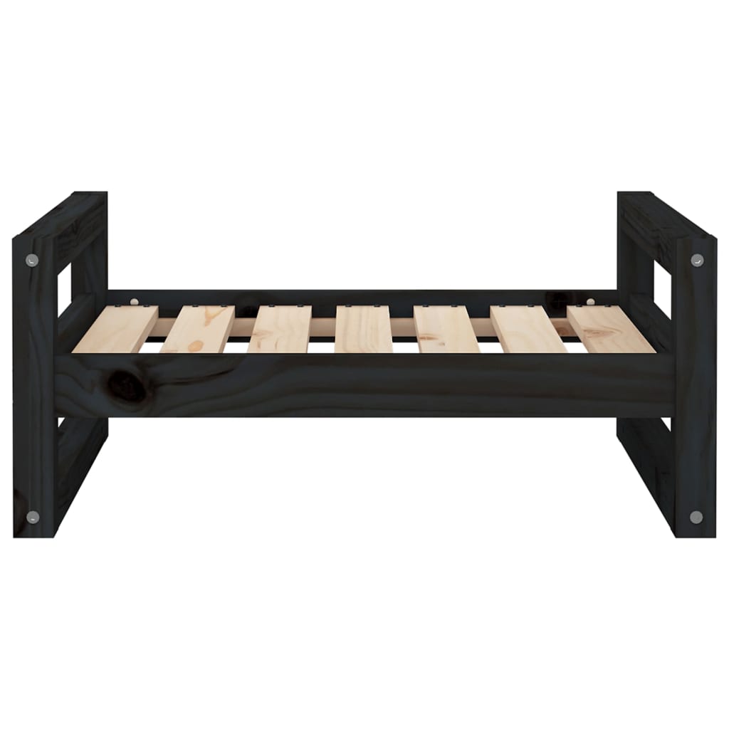 vidaXL Lit pour chien Noir 65,5x50,5x28 cm Bois de pin solide - Image 5