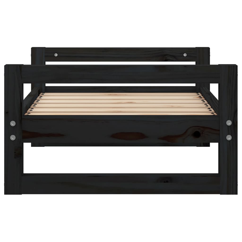vidaXL Lit pour chien Noir 65,5x50,5x28 cm Bois de pin solide - Image 6