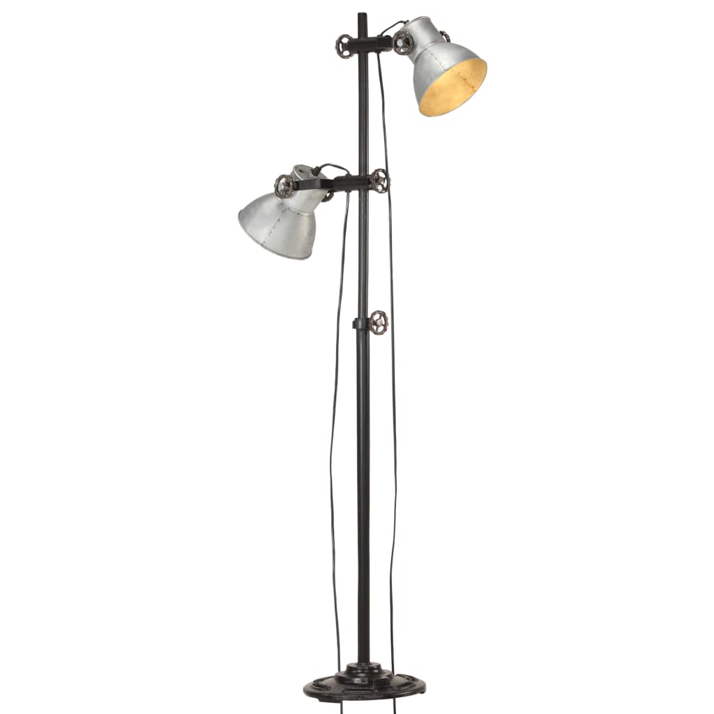 vidaXL Lampadaire avec 2 abat-jour Argenté E27 Fonte