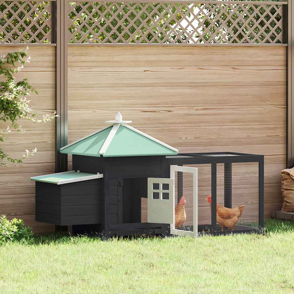 vidaXL Poulailler avec nichoir Gris 190x72x102 cm Bois de sapin massif