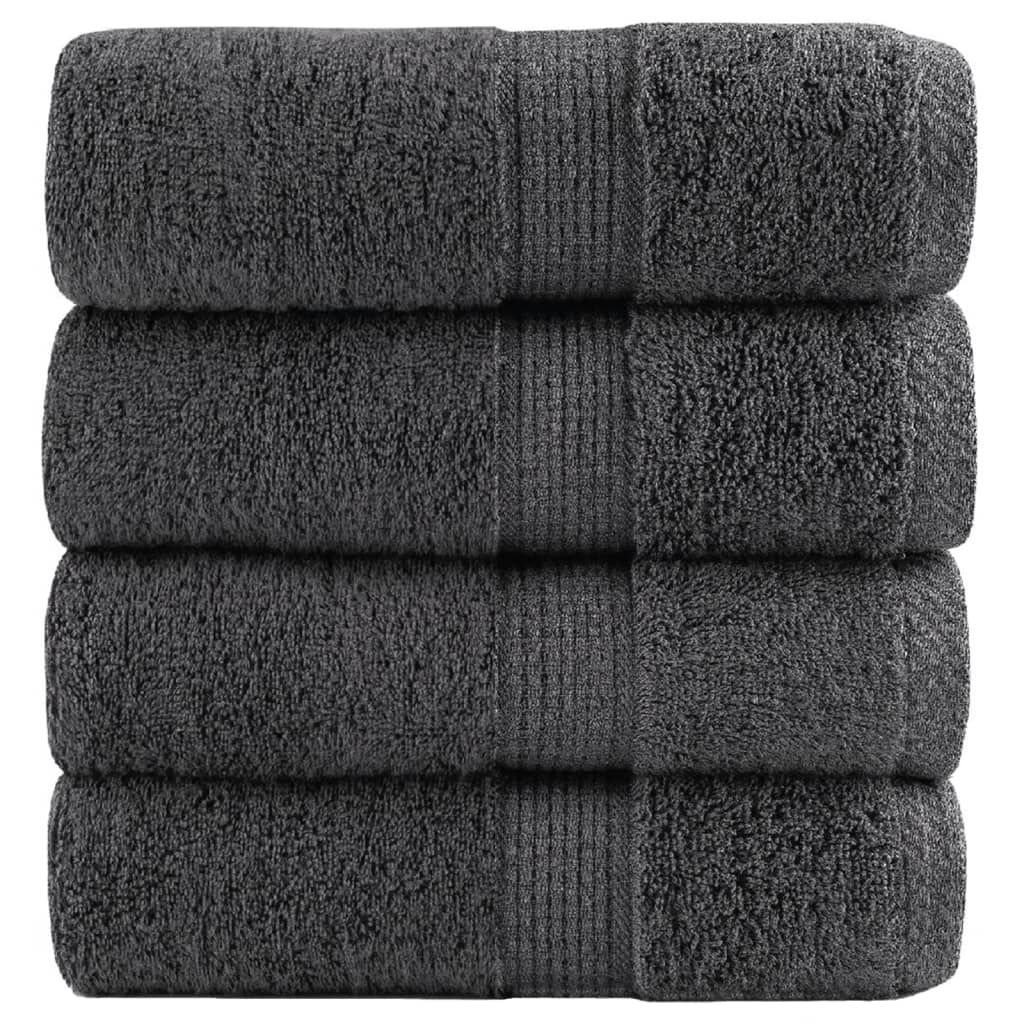 vidaXL Serviettes de toilette premium SOLUND 4 pièces Anthracite 30 x 30 cm 600 g/m²