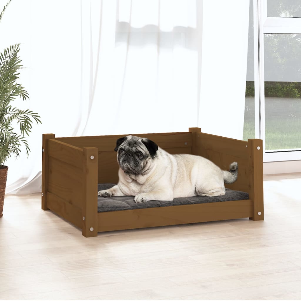 vidaXL Lit pour chien Marron miel 65,5x50,5x28 cm Bois de pin solide - Image 3