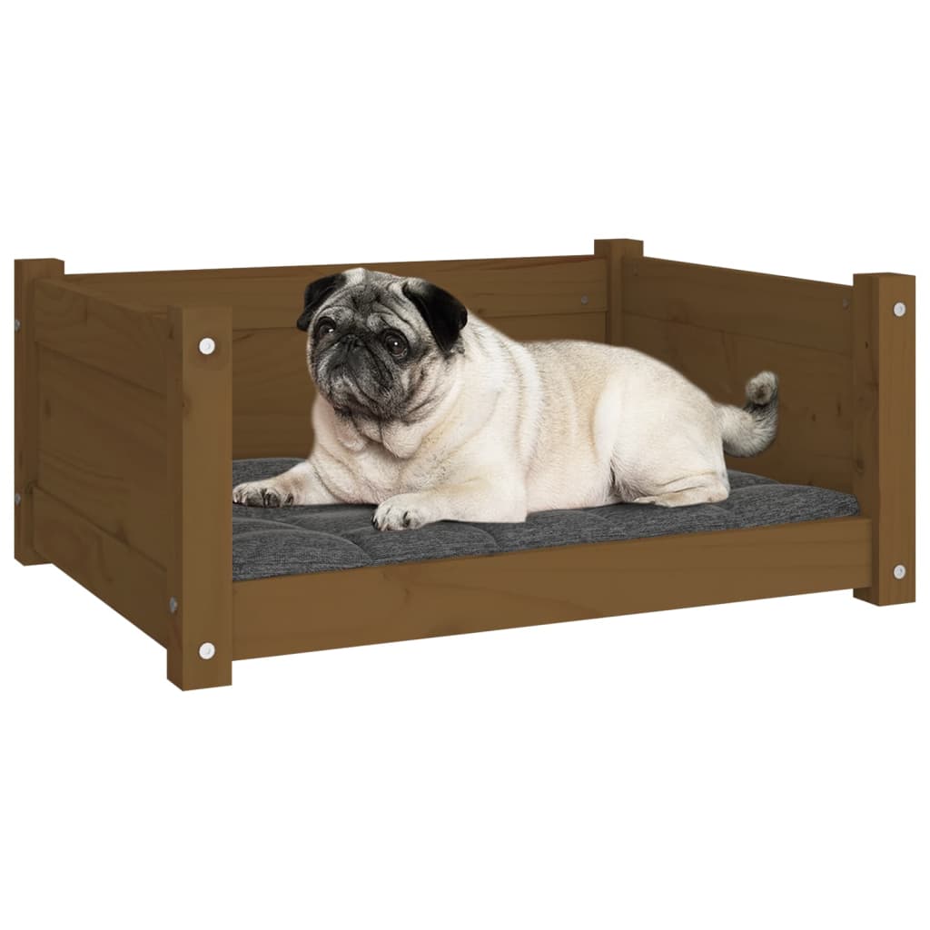 vidaXL Lit pour chien Marron miel 65,5x50,5x28 cm Bois de pin solide - Image 4
