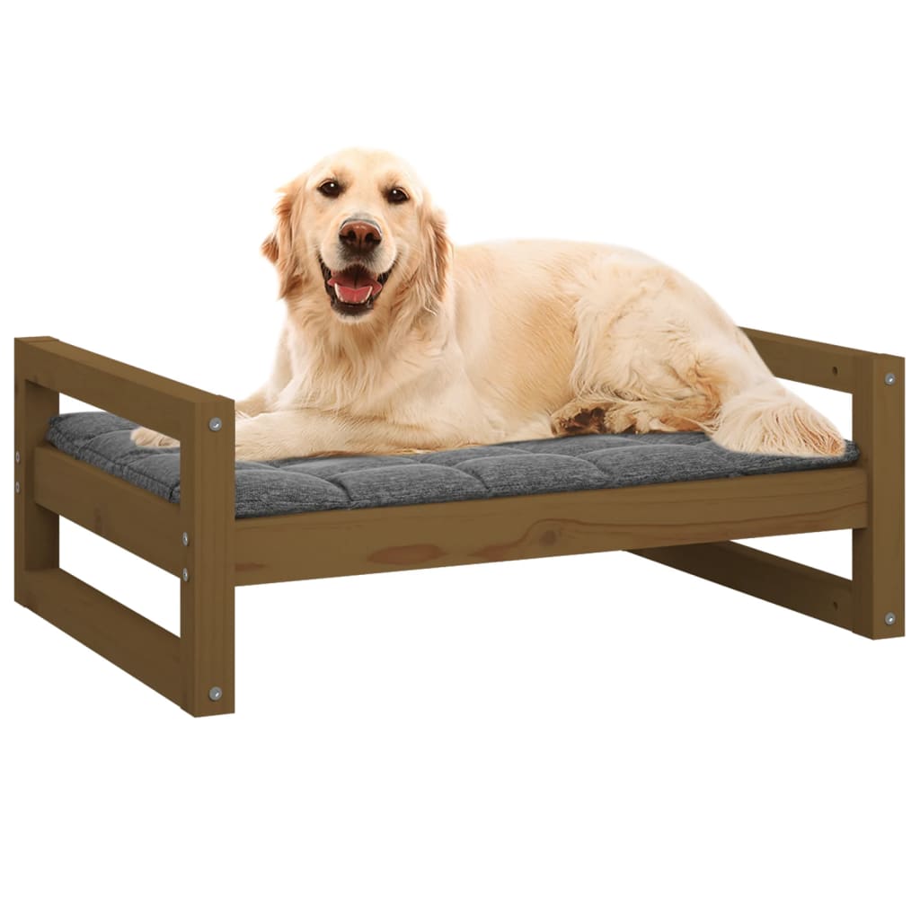 vidaXL Lit pour chien Marron miel 75,5x55,5x28 cm Bois de pin solide - Image 4